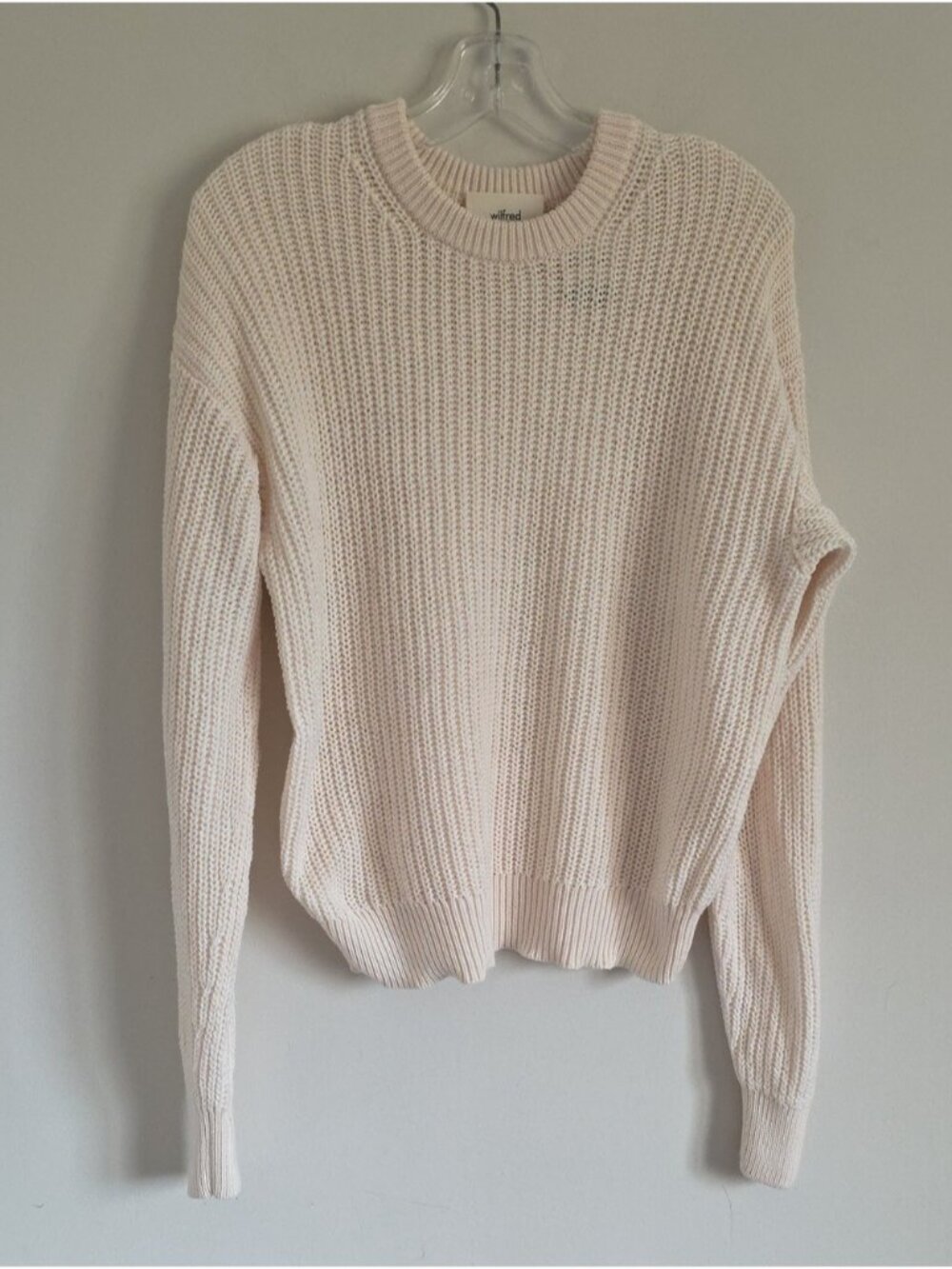 ARITZIA | Wilfred Fisherman Sweater Ribbed Knit Cream Sz S